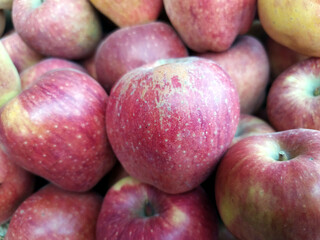 Fototapeta na wymiar fresh healthy red apple put on fruits shop