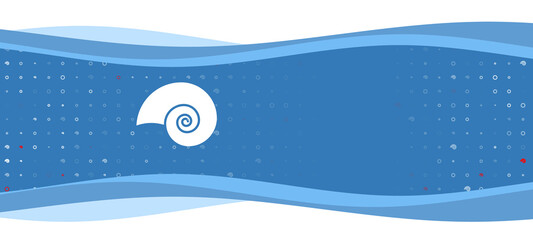 Blue wavy banner with a white marine nautilus symbol on the left. On the background there are small white shapes, some are highlighted in red. There is an empty space for text on the right side © Alexey