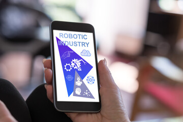Robotic industry concept on a smartphone