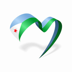 Djibouti flag heart shaped ribbon. Vector illustration.