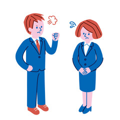 Fototapeta premium 怒っている男性と困っている女性のイラスト