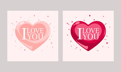 I Love You Font On Pink Heart Background In Two Options.