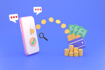 Transfer Spending and Saving Money Online mobile Phone. Business Ideas and Finance.