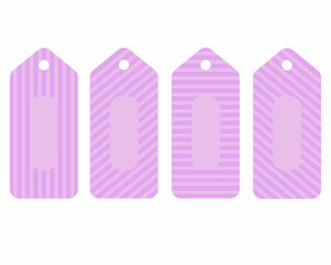 Set of sale tags and labels, purple and pink, template shopping labels. Blank, discount and price tags on paper. Special offer. Vintage. Vector illustration