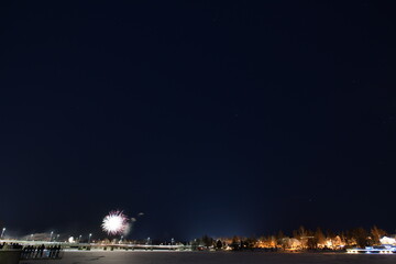 Fototapeta premium Fireworks on new years eve in Sweden