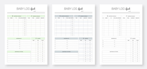 Daily Baby Log Book Template. Printable Baby Log Book Template Set. Printable Baby Planner Template Set. Minimalist planner pages templates. Life & Business Planner Template Set.