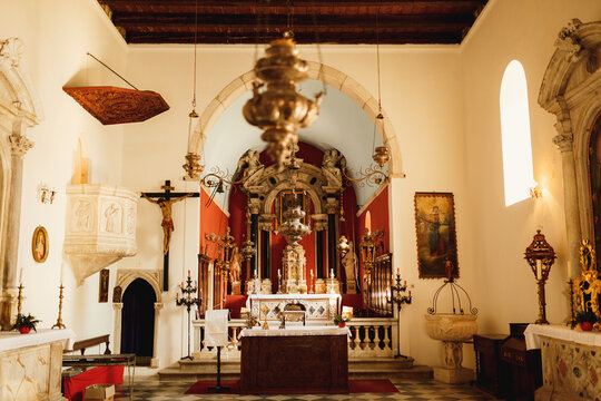 Interior decoration of the Church of St. Nicholas in Perast. Montenegro