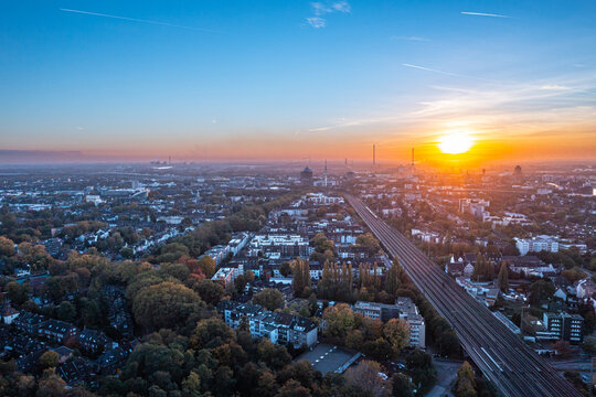 Sunset over the Duisburg skyline