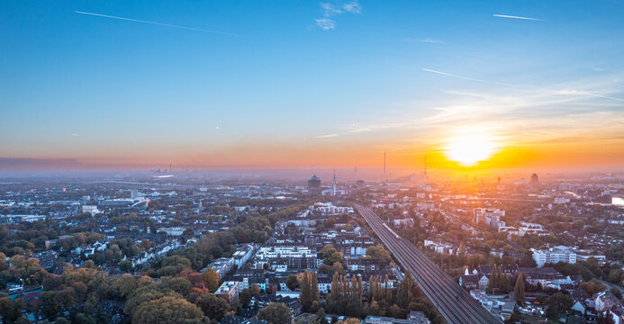 Sunset over the Duisburg skyline