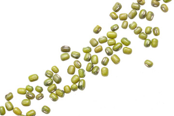 green lentil grits on white background