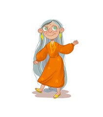 Characters illustration. Girlfriends grandmothers. Fashionable grandma. We are old. Cartoon illustration. Accepted for production. Women in age. Old. Granny.