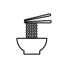 Noodles line icon, wok vector logo isolated on white background