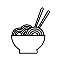 Noodles line icon, wok vector logo isolated on white background