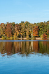 A sunny autumn day on the six lake plateau in Duisburg