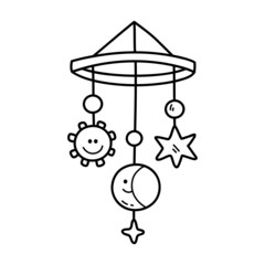 mobileVector illustration of  outline doodle baby nursery mobile decor  for children, coloring and scrap book