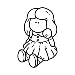 Vector illustration of  outline doodle baby  doll  for children, coloring and scrap book