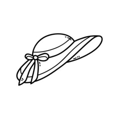 Vector illustration of  outline doodle woman hat  for children, coloring and scrap book