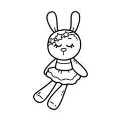 Vector illustration of  outline doodle baby bunny for children, coloring and scrap book