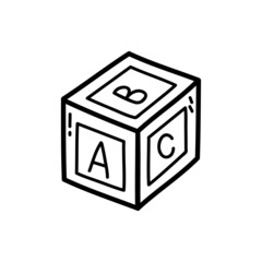 Vector illustration of  outline doodle baby cube  for children, coloring and scrap book