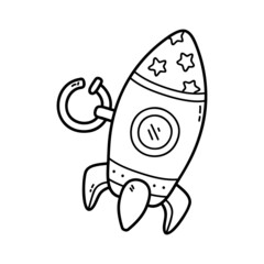 Vector illustration of  outline doodle baby rocket  for children, coloring and scrap book