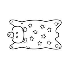 Vector illustration of  outline doodle baby bear  rug  for children, coloring and scrap book