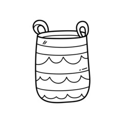 Vector illustration of  outline doodle baby toy bag for children, coloring and scrap book