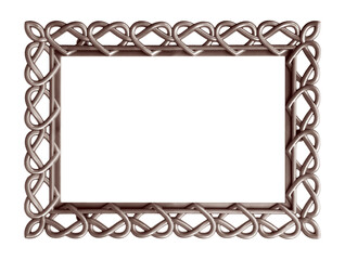 Golden heart frame for paintings, mirrors or photo isolated on white background