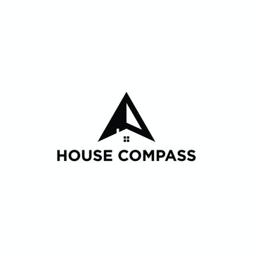 house compass logo design, house illustration, compass vector for real estate
