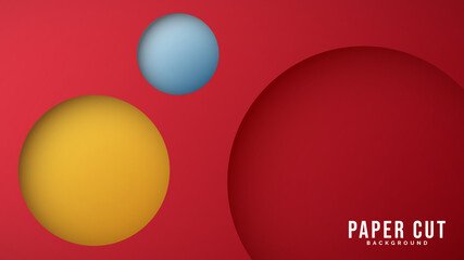 Paper cut minimal on red background  ,illustration Vector EPS 10