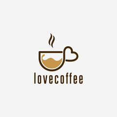love coffee line art design logo