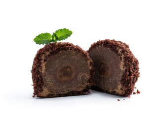 Homemade chocolate balls isolated on white