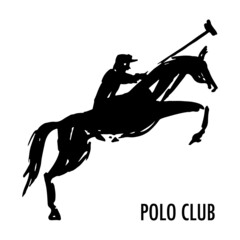 Illustration for the Polo club. Rider on horse.