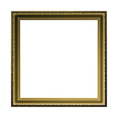Wooden square frame with decorations in gold color