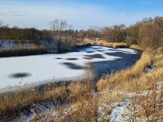 Lake witj ice and snow