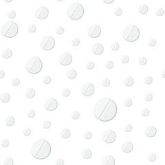 Pills on a white background. Pattern.