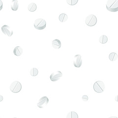 Pills on a white background. Pattern.