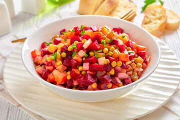 russian vinaigrette, salad of diced cooked veggies