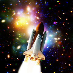 Fototapeta premium Rocket. Rocket tail. Rocket trace. The elements of this image furnished by NASA.