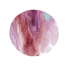 Circle with pink beige watercolor texture isolated on white background illustration.
