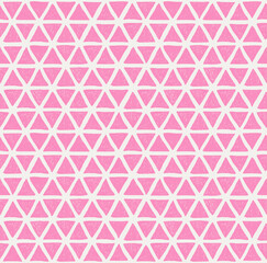 Seamless pattern of drawn pink triangles on a cloud dancer background. For fabric, sketchbook, wallpaper, wrapping paper.