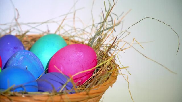 Easter. Easter eggs are in a basket