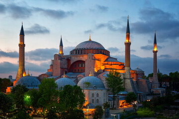 Naklejka premium Hagia Sophia on sunset, Istanbul