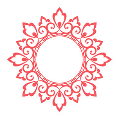 Decorative frame Elegant vector element for design in Eastern style, place for text. Floral pink and white border. Lace illustration for invitations and greeting cards