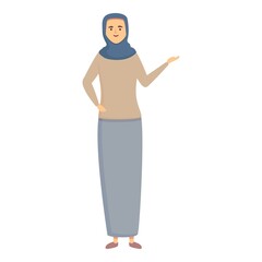 Hijab teacher icon cartoon vector. Muslim school. Arab education