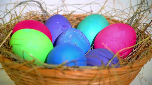 Easter. Easter eggs are in a basket
