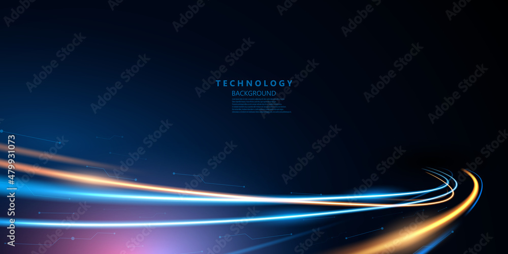 Wall mural abstract vector illustration of a light trail technological background in a modern concept.