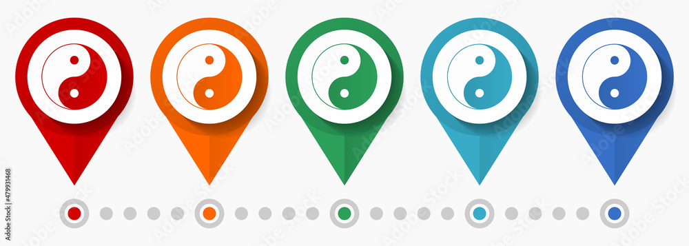 Leinwandbilder ying yang concept vector icon set, flat design pointers, infographic template