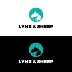 Lynx with sheep logo design inspiration 