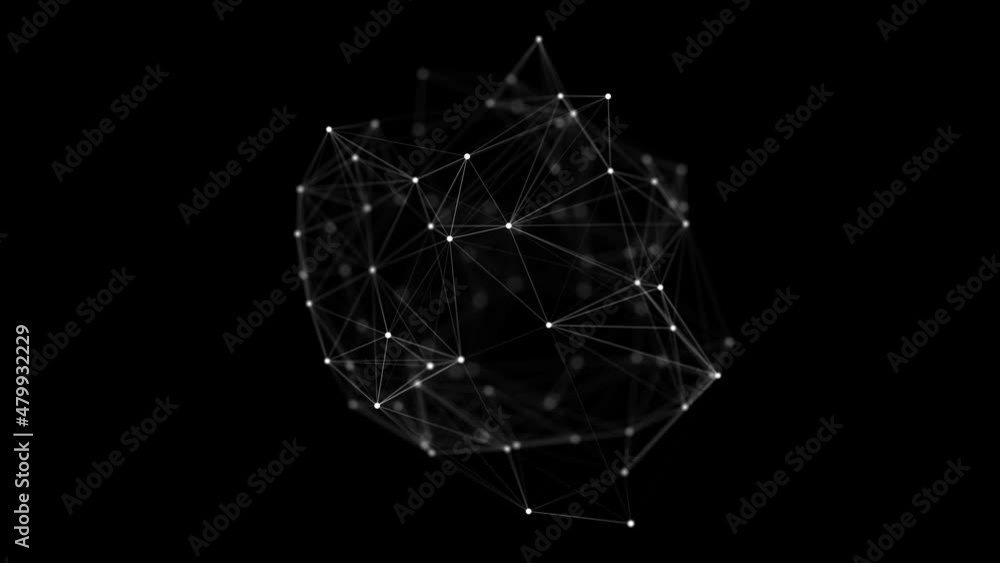 Poster futuristic black sphere of particles and lines. network connection big data. abstract technology bac