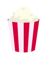 Pop corn striped bucket semi flat color vector object. Realistic item on white. Junk food for movie night isolated modern cartoon style illustration for graphic design and animation